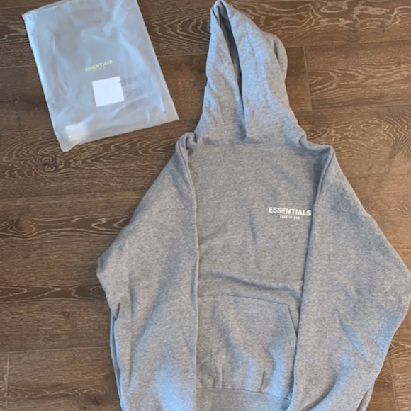 fear of god essentials graphic pullover hoodie black